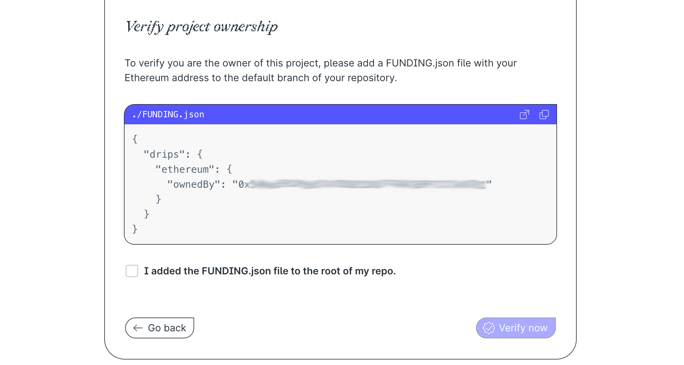 The Claim Project button
